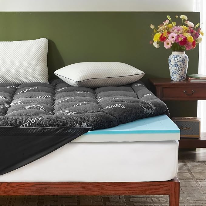 BEDLORE 4 Inch Memory Foam Mattress Topper Twin, 2-in-1 Dual Layer Design by Bedlore