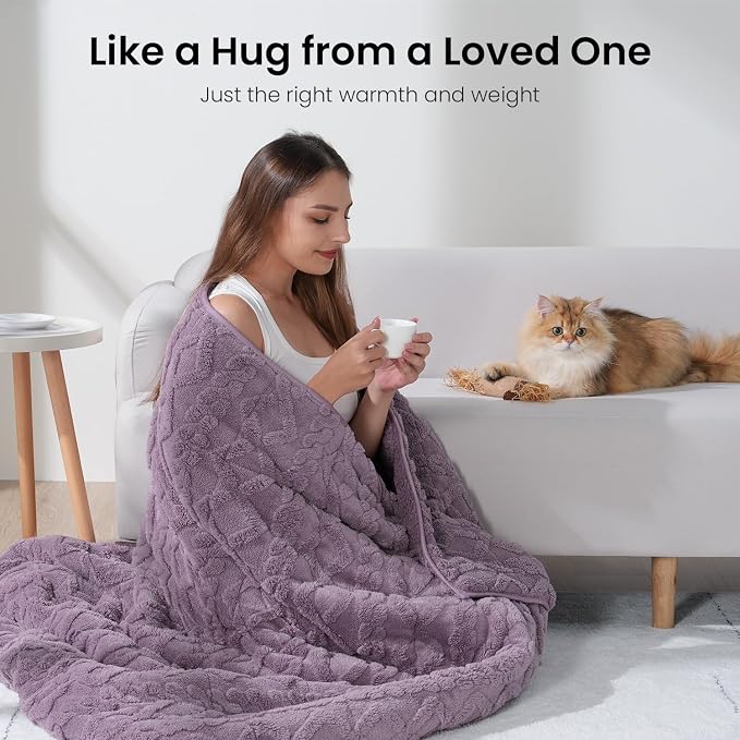 20lbs Weighted Blanket for Adults, Thick Fuzzy Jacquard Sherpa Weighted Blanket - Image 4