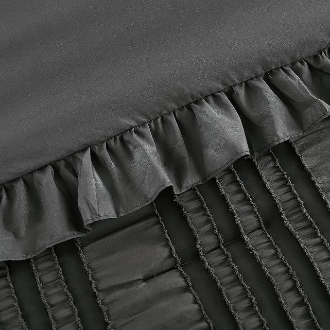 WONGS BEDDING King Size Comforter, Dark Grey Boho Comforter Set King, Shabby - Image 8