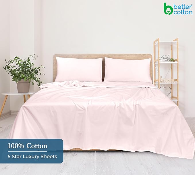 400 Thread Count 100% American Grown Cotton Pink Flat Sheet Only - Image 6