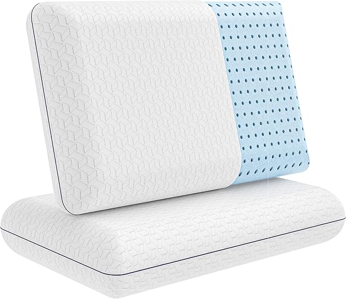 Vaverto Memory Foam Pillow 2-Pack – Cooling Gel-Infused Orthopedic Pillows by Vaverto
