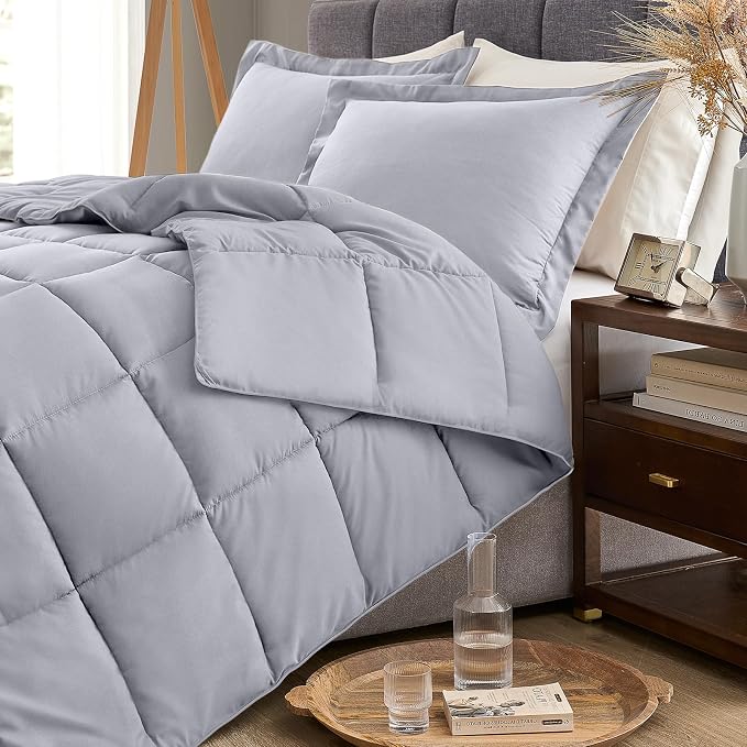 Homelike Moment California King Comforter Set Light Grey, Lightweight Cal King - Image 2