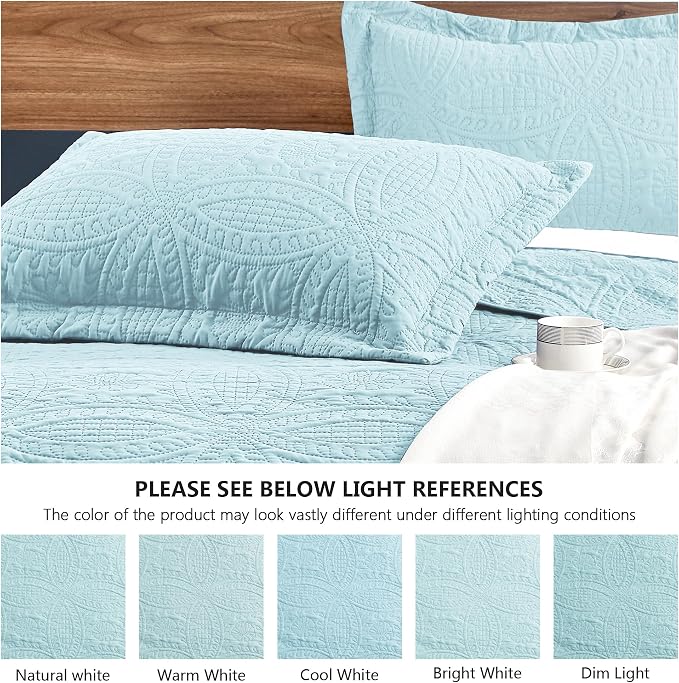 Love's cabin Quilts for Queen Bed Spa-Blue Bedspreads - Image 5