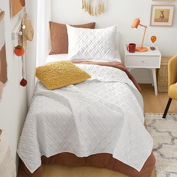 Comfort Spaces Twin Quilt Set Modern Reversible Diamond Coverlet Twin Bedding by ComfortSpaces