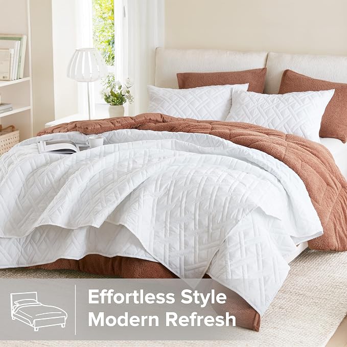 Comfort Spaces Queen Quilt Set Modern Reversible Diamond Coverlet Queen Bedding - Image 2
