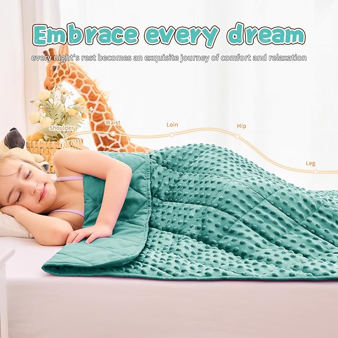 Teal Weighted Blanket Kids 7lbs, Cooling Minky Heavy Throw Blanket - Image 4