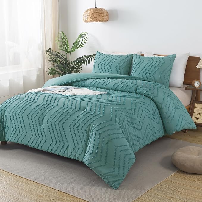 Andency Grayish Teal Comforter Set Full Size, Boho Soft Warm Bedding Comforter - Image 6