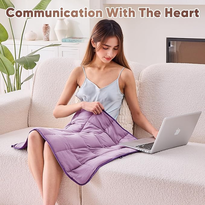 Purple Weighted Lap Blanket for Adults 5lbs, Portable Travel Weighted Blankets - Image 4