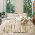 MooMee Bedding Duvet Cover Set 100% Washed Cotton Linen Like Textured by MOOMEE