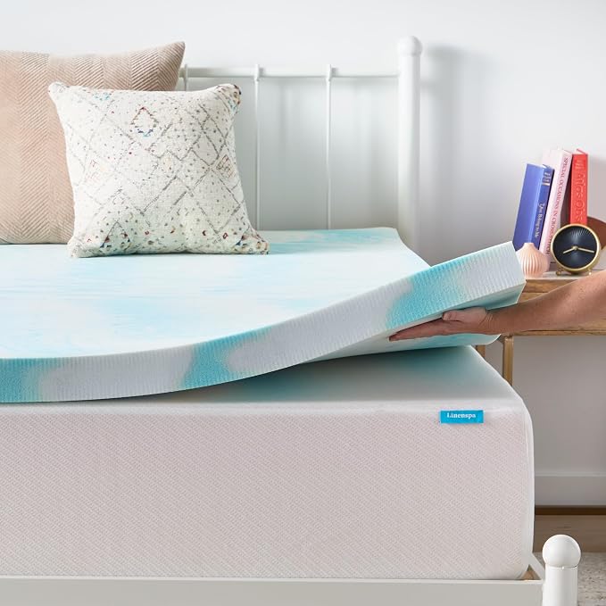 Linenspa 3 Inch Swirl Gel Memory Foam Mattress Topper, Queen Size – Cooling Gel - Image 7