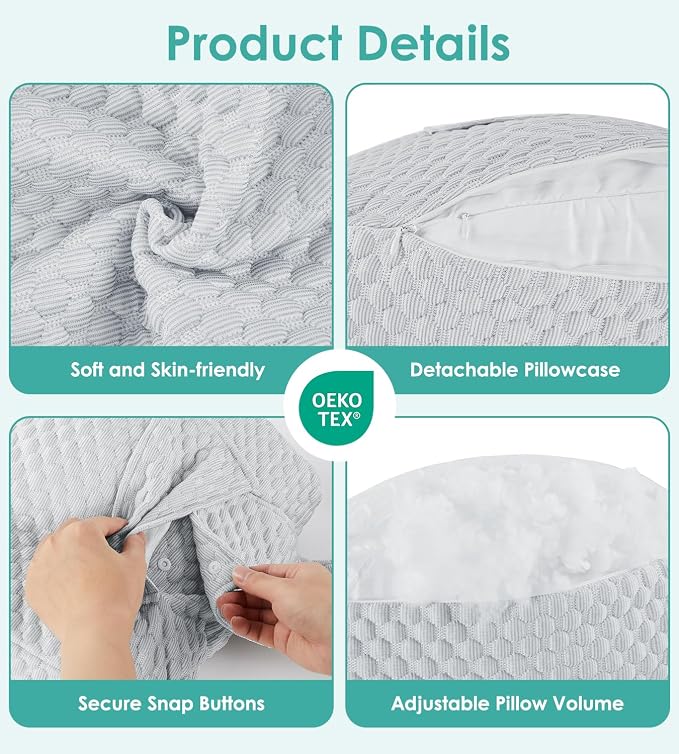 Pregnancy Pillow Cooling for Sleeping, Detachable and Adjustable Double-Sided - Image 7