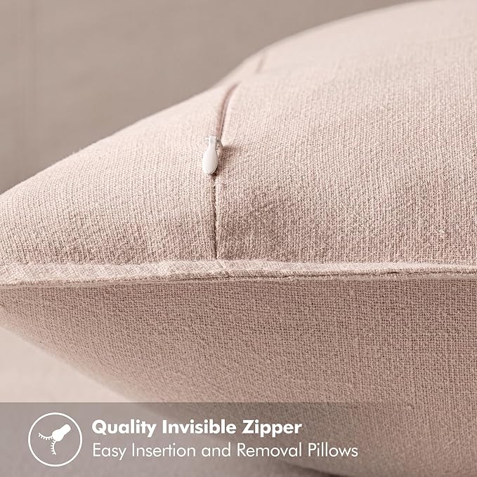 MIULEE Decorative Linen Euro Sham Pillow Covers 26x26 Light Pink Boho Farmhouse - Image 3