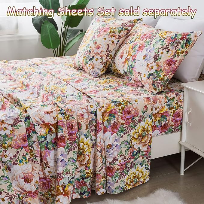 FADFAY Garden Floral Bedding Set Queen 100% Cotton 600 TC Shabby Vintage Duvet - Image 5