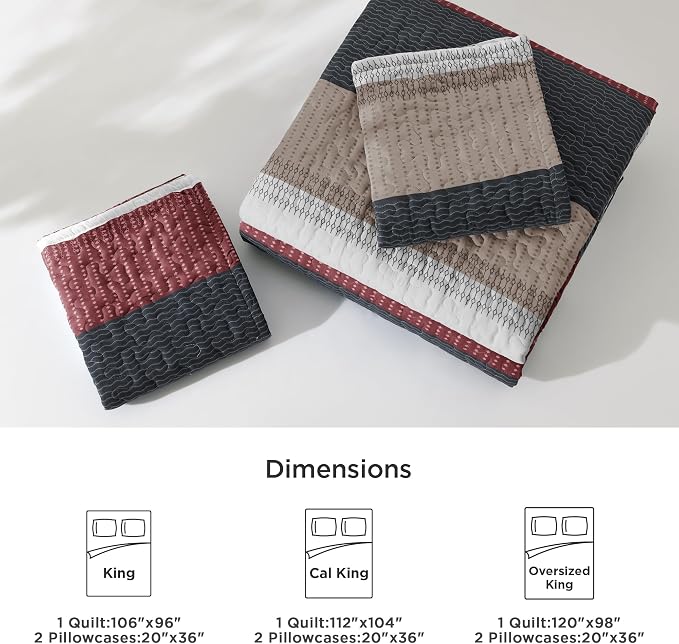 Litanika Quilt King Size Black and Red, Stripe Patchwork Summer Bedspread - Image 7