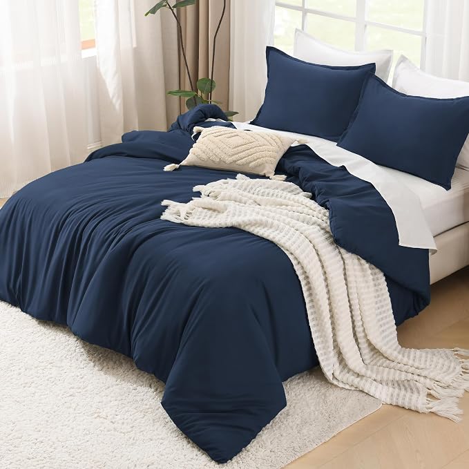 Litanika Navy Blue Comforter King Size, 3 Pieces Lightweight Solid Bedding - Image 4