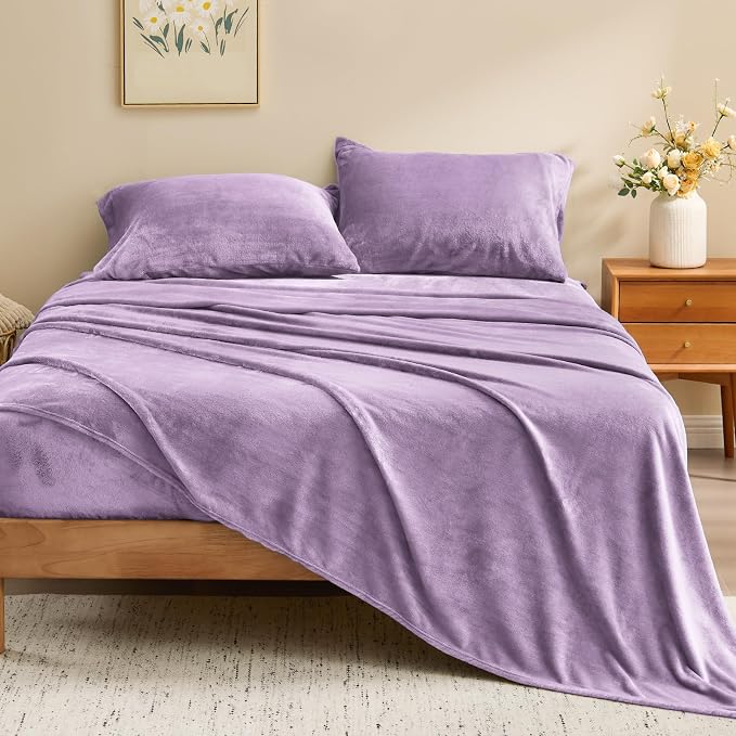 BEDELITE Flannel Sheets King Size Lavender - Image 2