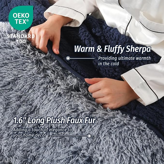 Wemore Shaggy Long Fur Faux Fur Weighted Blanket, Cozy and Plush Sherpa Long - Image 4