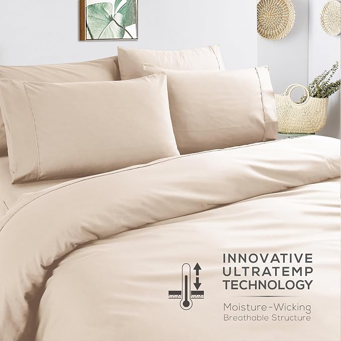 Mueller Ultratemp Bed Sheets Set, Super Soft 1800, 6 Piece California King - Image 6