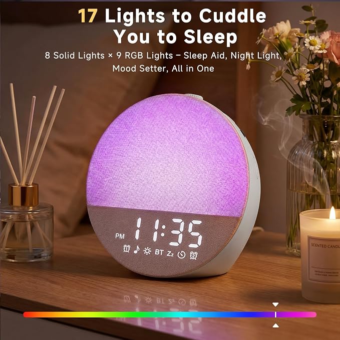 Geuuap Sunrise Alarm Clock White Noise Machine | Natural Wake-Up Light - Image 6