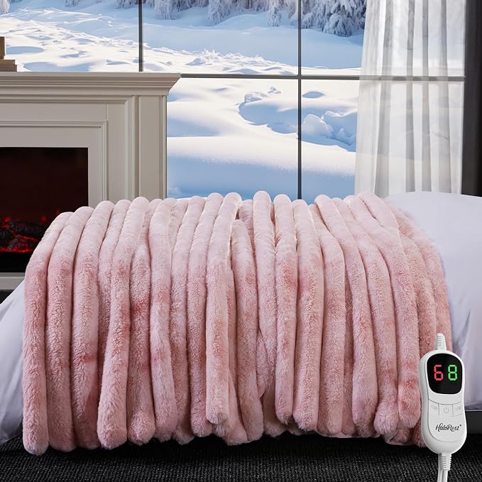 Heated Throw Blanket, Faux Fur Cozy Heating Blanket - Image 7