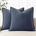 MIULEE Decorative Linen Euro Sham Pillow Covers 24x24 Indigo Blue Boho by MIULEE