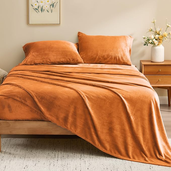 BEDELITE Flannel Sheets Full Size Burnt Orange - Image 2