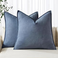 MIULEE Decorative Linen Euro Sham Pillow Covers 24x24 Inch Blue Ashes Boho by MIULEE