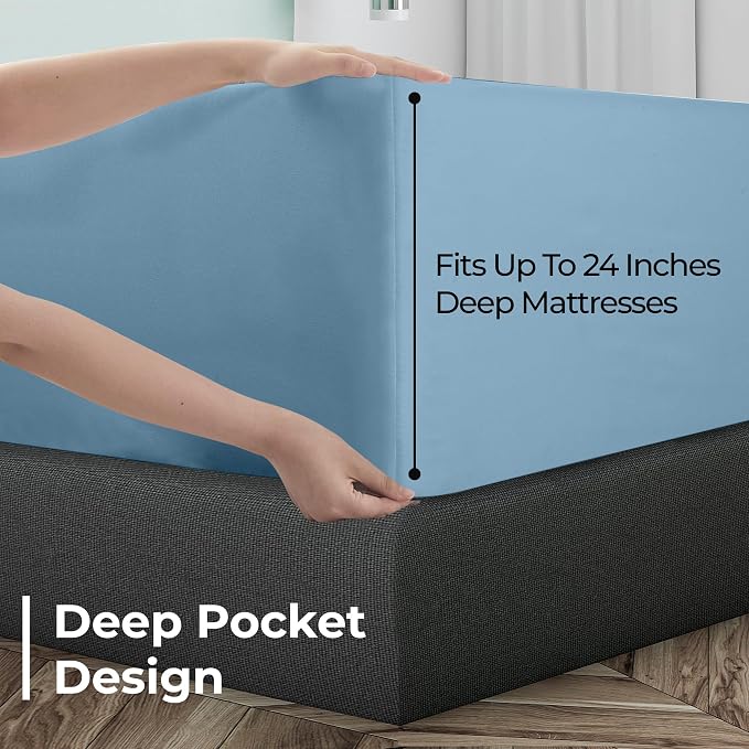 Royale Linens Extra Deep Pocket Queen Fitted Sheet Only-Queen Size Deep Pocket - Image 4