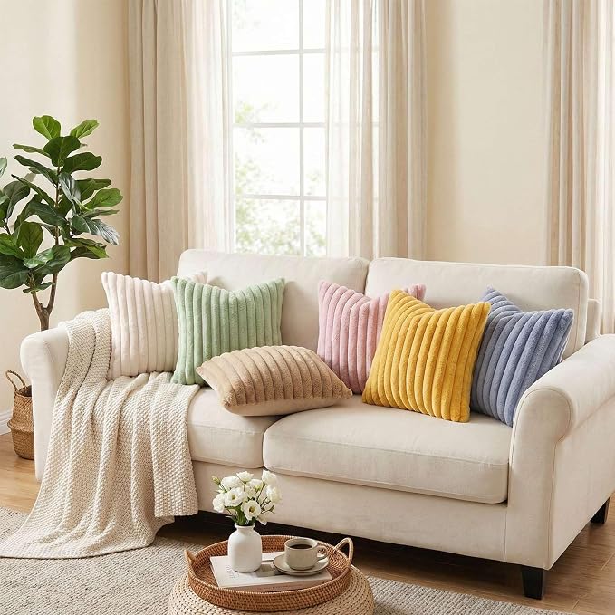 Pallene Faux Fur Plush Throw Pillow Covers 26x26 Set of 2, Luxury Soft Fluffy - Image 6