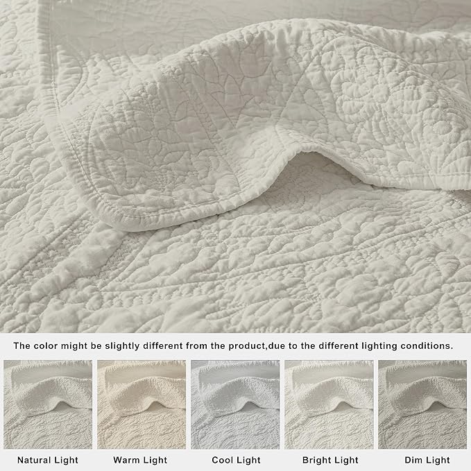 palassio Beige Paisley 100% Cotton Quilt Twin Size Bedding Sets - Image 6