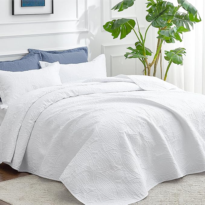 Love's cabin Quilts for Queen Bed White Bedspreads - Image 2