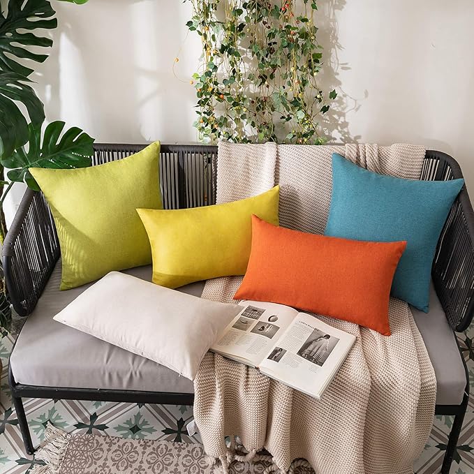 MIULEE Pack of 2 Decorative Outdoor Solid Waterproof Throw Pillow Covers Spring - Image 4