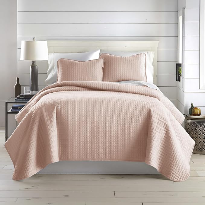 Southshore Fine Living, Inc. Oversized King Quilt Set, Stitched Blush Pink by SouthshoreFineLivingInc