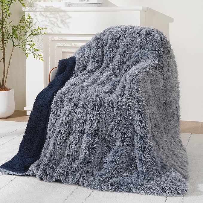 Wemore Shaggy Long Fur Faux Fur Weighted Blanket, Cozy and Plush Sherpa Long by WemoreDirect