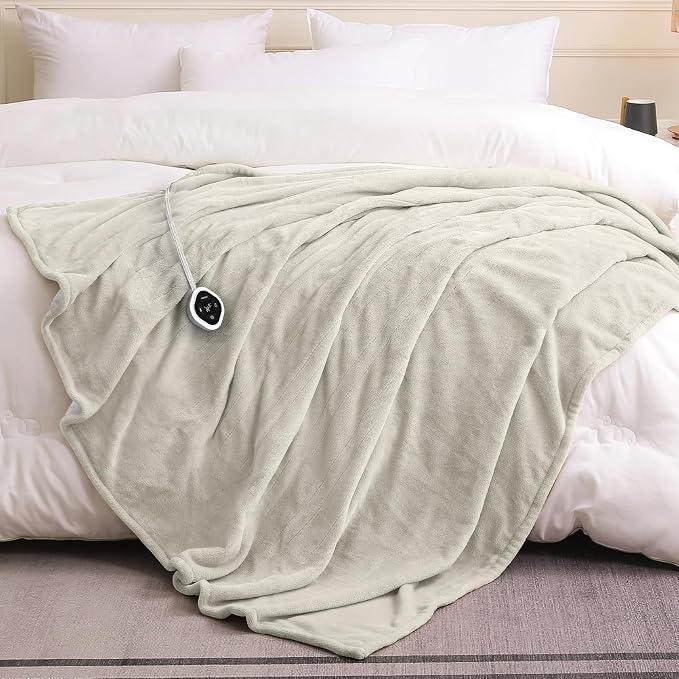 HOMLYNS LuxeHeat Heated Blanket Electric Blanket Twin Size, Soft Flannel Sherpa - Image 7