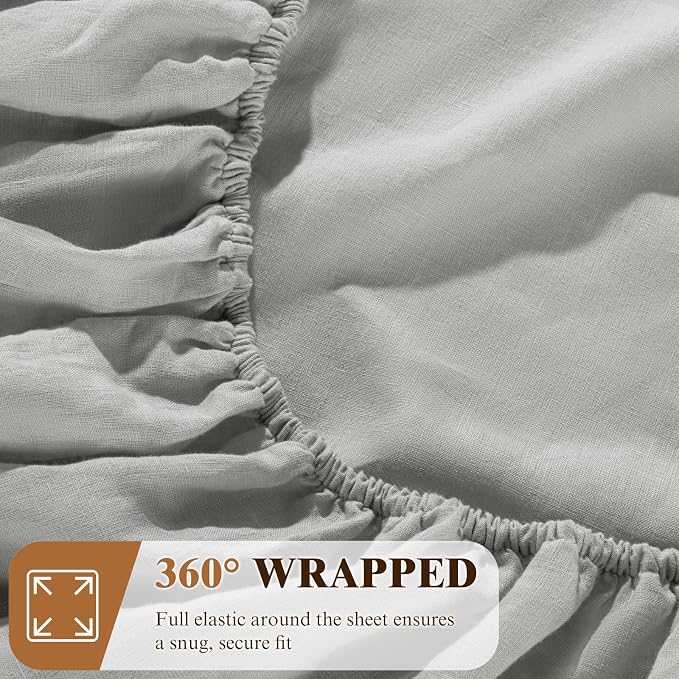 SONORO KATE 100% French Linen Fitted Sheet - Image 5