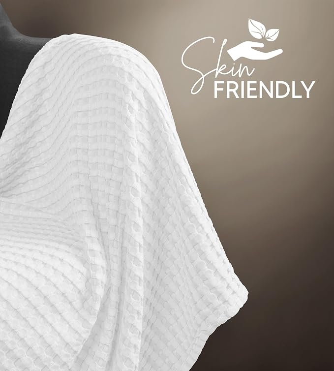 Utopia Bedding White 100% Cotton Waffle Blanket 300 GSM Soft Lightweight - Image 7