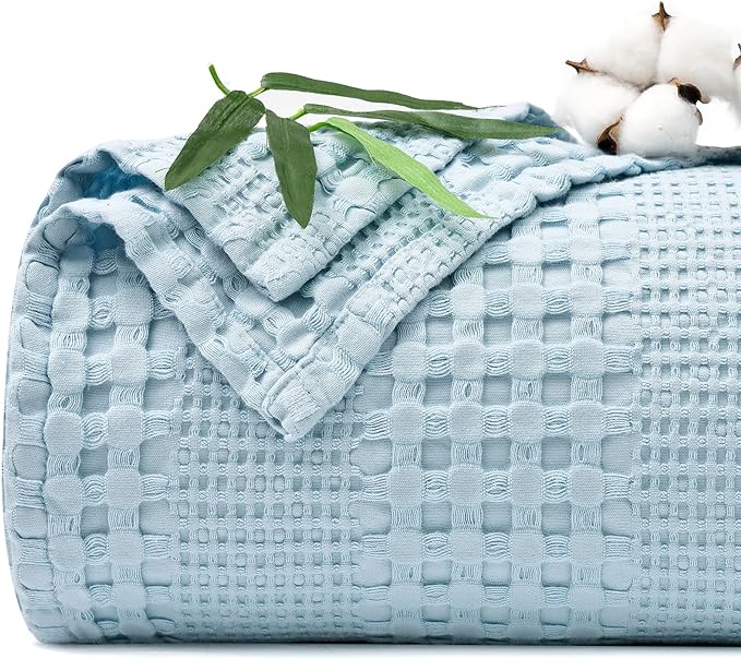 PHF Cooling Waffle Blanket Twin Size, Lightweight 60% Rayon from Bamboo & 40% by PHF
