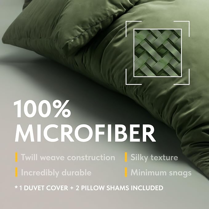 White Classic Dark Green Duvet Cover Queen Size, Microfiber Duvet Cover - Image 3