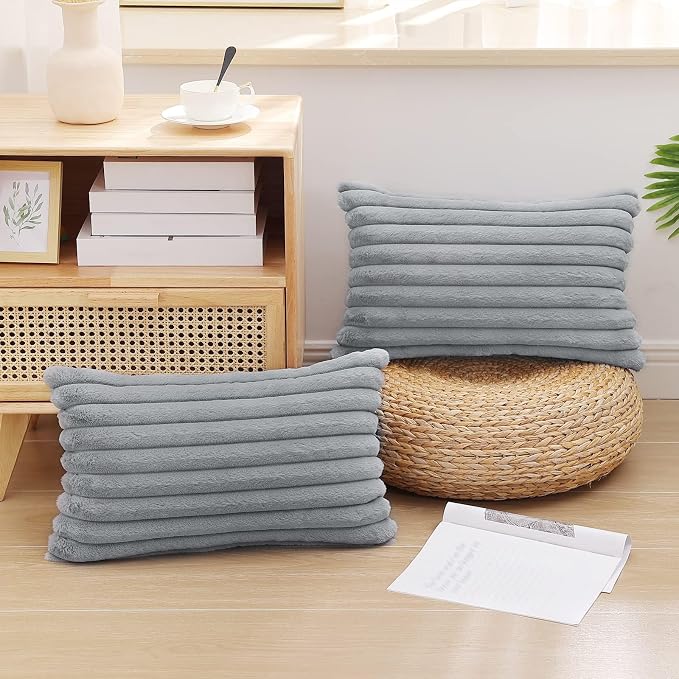 Pallene Faux Fur Plush Lumbar Throw Pillow Covers 12x20 Set of 2, Luxury Soft - Image 7