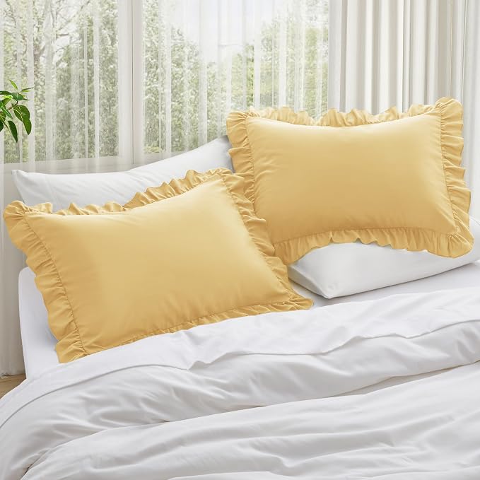 KKJIAF Ruffle Pillow Cases King Size Set of 2, Ruffled Pillow Covers - Image 2