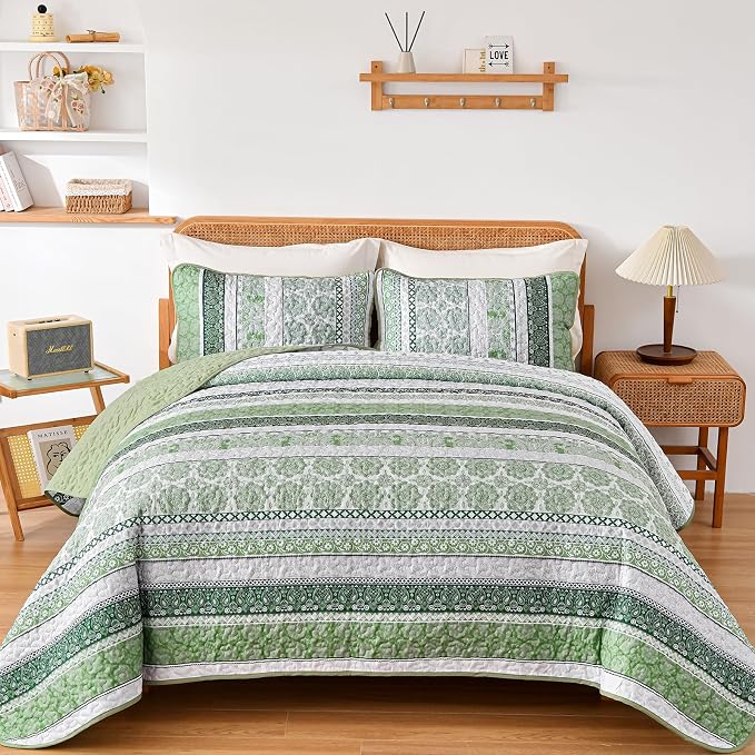 WONGS BEDDING Boho Quilt Set King Size, Lightweight Bedspread Coverlet Bedding by WONGSBEDDING