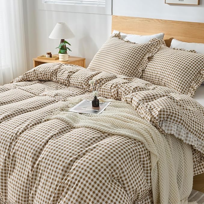 Gingham Duvet Cover Twin Size, 2 Pieces Soft Breathable Microfiber Plaid - Image 6