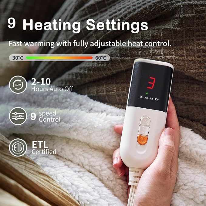 Texciting Heated Blanket Electric Blanket Throw 50''X60''-Heating Throw - Image 2