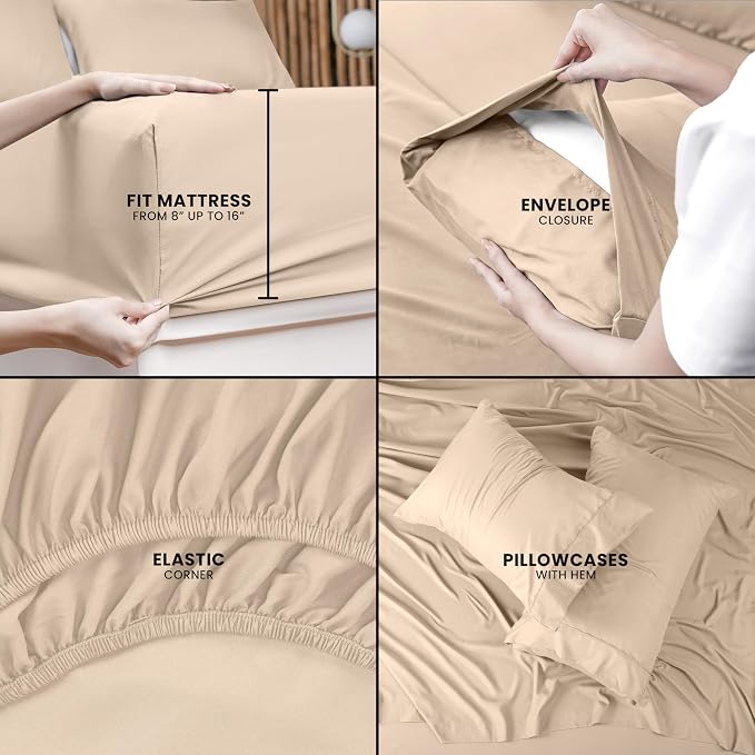 Utopia Bedding Full Sheet Set – 4 Piece Bed Sheets - Image 4