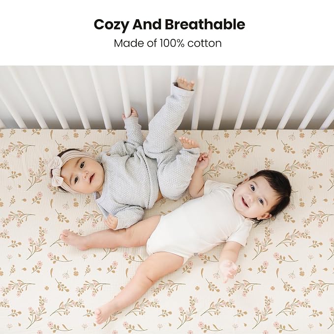 Konssy Muslin Crib Sheets for Girl Boy - Image 2