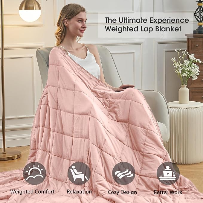 Pink Weighted Blanket for Adults 12lbs, Queen Size Cooling Heavy Throw Blanket - Image 3