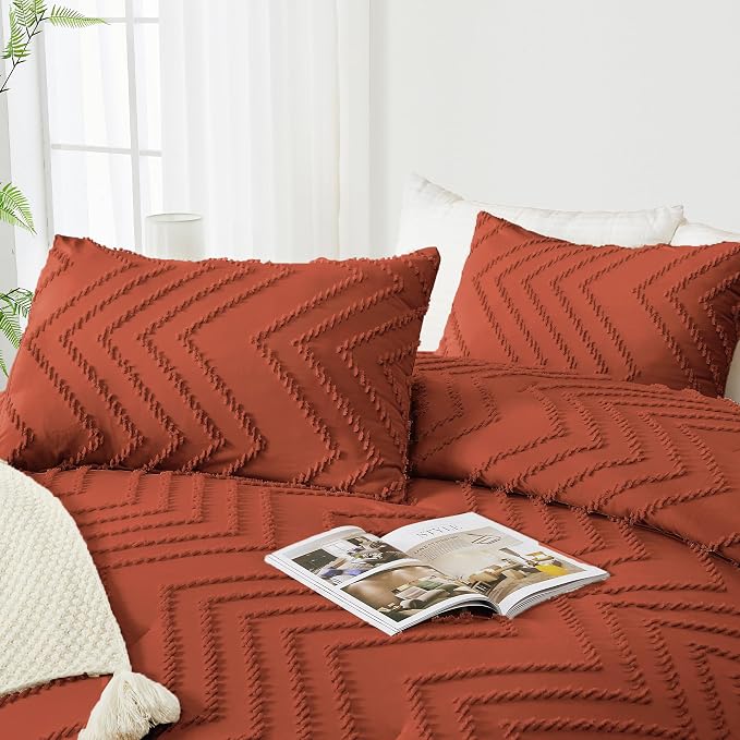 Andency Burnt Orange Oversized King Comforter Set 120x98, Boho Oversize King - Image 4