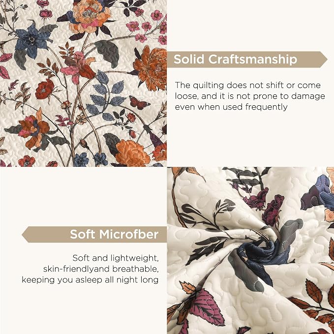 Litanika Floral Light Beige Quilt Queen Size - Image 6