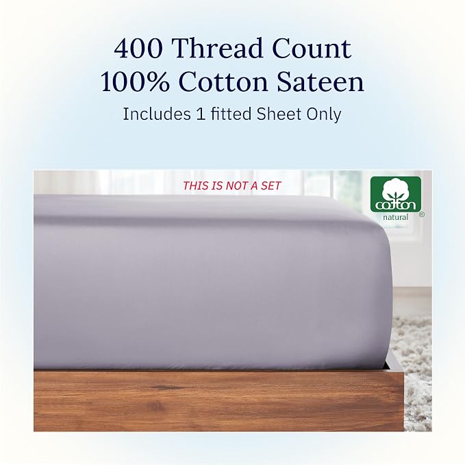 California Design Den Deep Pocket Full Fitted Sheet, Soft 400 Thread Count 100% - Image 3
